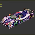 Professional Racing Car Featuring Blue White Red Livery And Aerodynamic Design With Sponsor Logos