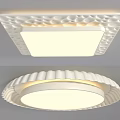 White Square And Round Ceiling Lights With Wavy Decorative Edges Modern Design 3d model
