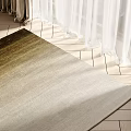 Gradient Brown To Beige Square Carpet On Light Colored Floor With White Curtains And Sunlight