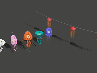 Colorful Jellyfish Shaped Decorative Lights Hanging For Creative Home Ambient Lighting 3d model