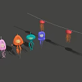 Colorful Jellyfish Shaped Decorative Lights Hanging For Creative Home Ambient Lighting