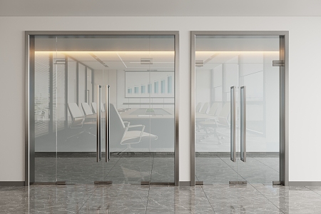 Glass Door Glass Double Door 3d model