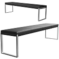 Modern Black Leather Bench With Sleek Metal Frame And Padded Seat For Indoor Use