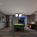 Spacious Modern Billiard Room Interior Design With Comfortable Chairs Billiard Tables And Bright Lighting Fixtures