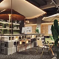 Vintage Style Family Friendly Restaurant Interior With String Lights Green Bus And Plants