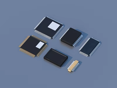 Essential Household Electronic Chips With Different Shapes And Pins 3d model