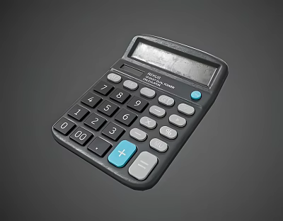 Practical Office Appliance Calculator With Black Body And Blue Function Keys 3d model