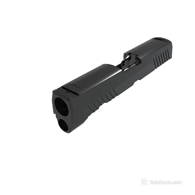 Black Tactical Firearm Slide Component With Precision Metal Construction And Grip Texture 3d model 