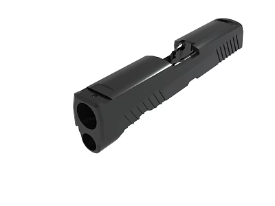 Black Tactical Firearm Slide Component With Precision Metal Construction And Grip Texture 3d model