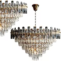 Elegant Multi Layer Crystal Chandelier With Sparkling Glass Pendants And Metal Frame For Interior Decor