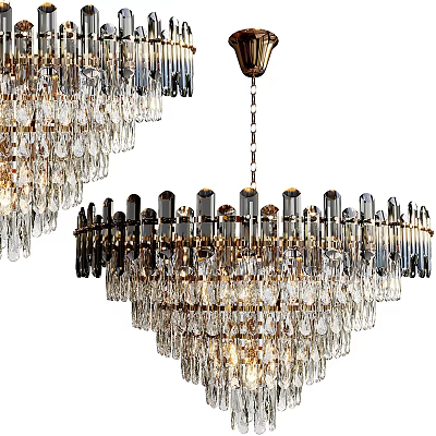 Elegant Multi Layer Crystal Chandelier With Sparkling Glass Pendants And Metal Frame For Interior Decor 3d model