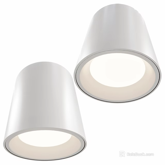 Modern White Ceiling Lights With Sleek Design And Round Illuminated Panels 3d model