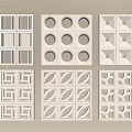 White Decorative Room Dividers With Geometric Patterns And Various Shapes 3d model
