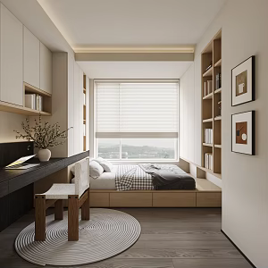 Modern Tatami Bedroom Single Chair Decorative Painting Decorative Cabinet 3d model