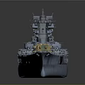 3D Rendered Large Warship Model With Gray Hull Yellow Deck Equipment And Reflective Finish