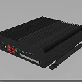 Black Industrial Electronic Device With Ribbed Surface Ports And Indicator Lights