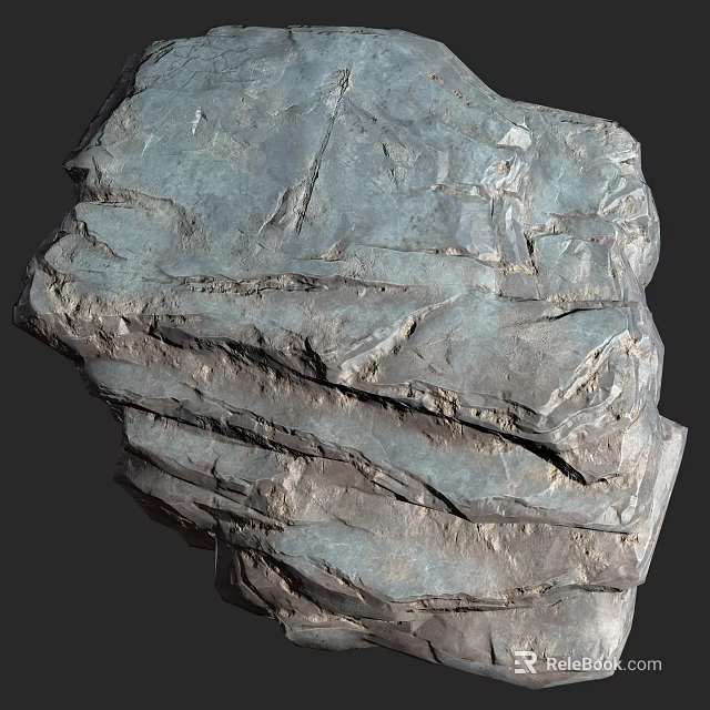 Rural Landscape Featuring Layered Gray Rock With Natural Texture And Cracks 3d model 