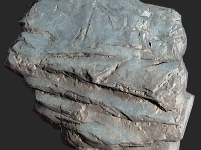 Rural Landscape Featuring Layered Gray Rock With Natural Texture And Cracks 3d model