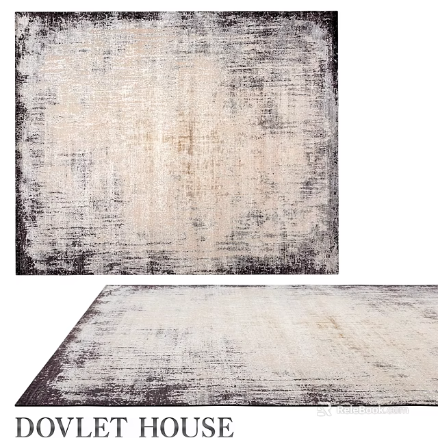 Modern Square Rug With Cream Distressed Texture For Contemporary Living Spaces 3d model 