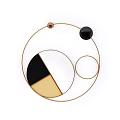 Modern Geometric Wall Decor with Circular Frames Gold Accents and Black White Patterns 3d model