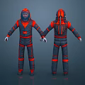 Gray And Orange Spacesuit With Reflective Strips Front Back Views And Helmet 3d model