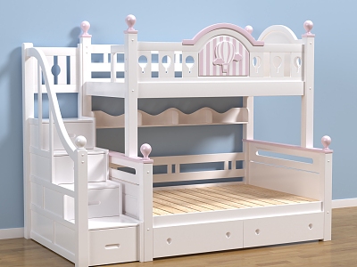 Modern Up and Down Bed Up and Down Bed with Stairs Pink Balloon model