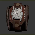 Vintage Brown Leather Strap Watch With Round Silver Dial And Analog Hands