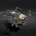 Sci Fi Military Style Multi Rotor Drone With Futuristic Design And Armor Plating 3d model