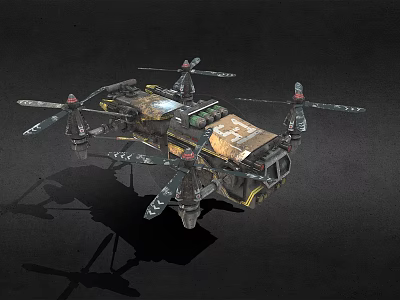 Sci Fi Military Style Multi Rotor Drone With Futuristic Design And Armor Plating 3d model