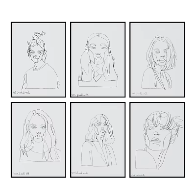 Modern figure painting fashion hanging picture combination 3d model