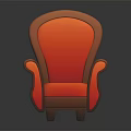 Orange And Brown Upholstered Armchair With Curved Backrest And Armrests Modern Furniture Design