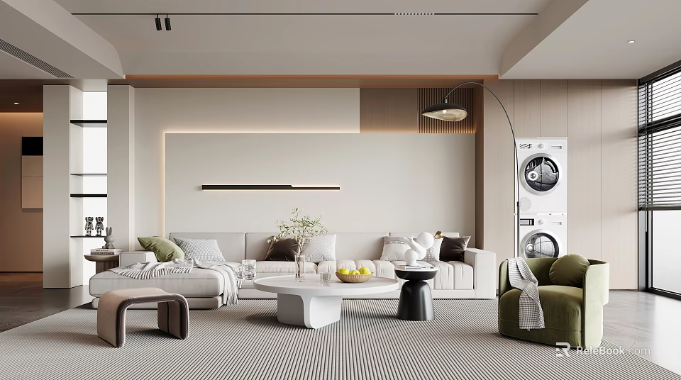 Modern Living Room With Sofas Coffee Tables And Cozy Seating 3d model 