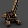 Rusty Crawler Excavator With Long Arm And Bucket On Gray Background 3d model