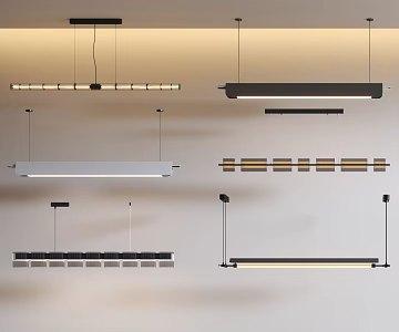 Modern Long Strip Chandelier Combination Modern Restaurant Chandelier 3d model