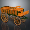 Vintage Wooden Wagon With Green Accents Spoked Wheels And Classic Structure