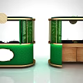 Green Functional Cart With Wooden Accents Transparent Windows And Mesh Design