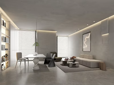 Modern manager room office desk sofa coffee table combination 3d model