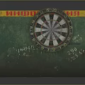 Standard Dartboard Sports Equipment With Green Board Marked Surface And Yellow Top Edge