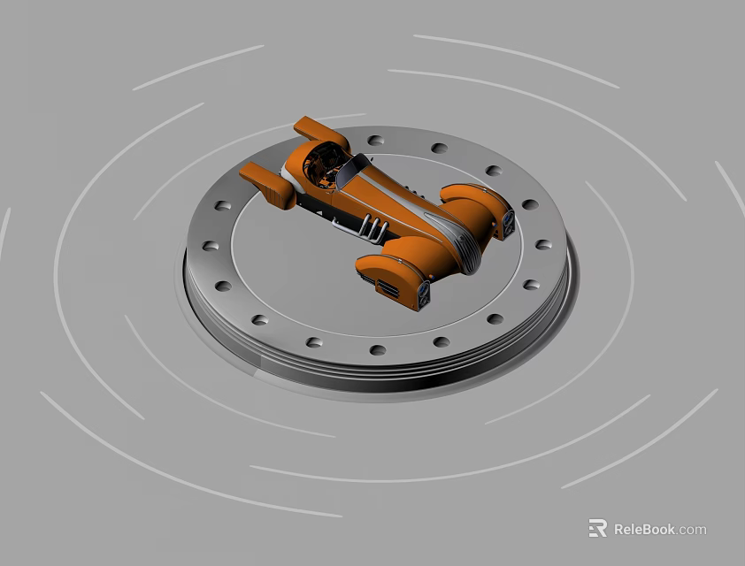 Car Brake Components Featuring Orange Caliper And Metallic Perforated Disc 3d model 