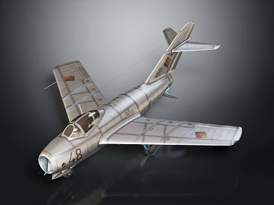 Silver Military Airplane Model With Number 8 Detailed Wings And Metallic Finish 3d model
