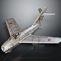 Silver Military Airplane Model With Number 8 Detailed Wings And Metallic Finish