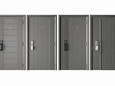 Gray Security Doors With Various Modern Designs And Patterns For Home 3d model