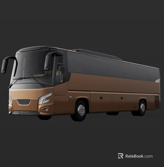 Brown Modern Coach Bus With Sleek Exterior And Tinted Windows Design 3d model 