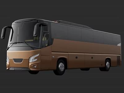Brown Modern Coach Bus With Sleek Exterior And Tinted Windows Design 3d model
