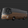 Brown Modern Coach Bus With Sleek Exterior And Tinted Windows Design