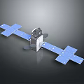 Satellite With Cross Shaped Blue Solar Panels And White Main Structure 3d model