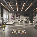 Spacious Modern Gym Interior With Treadmills Dumbbells And Training Markers