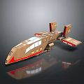 Brown 3D Model Airplane With Red Accents Windows And Wings Design