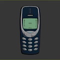 Classic Nokia Mobile Phone With Green Screen And Numeric Keypad Design 3d model
