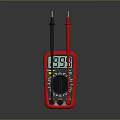 Red Digital Multimeter Electrical Testing Device With Black Red Probes And